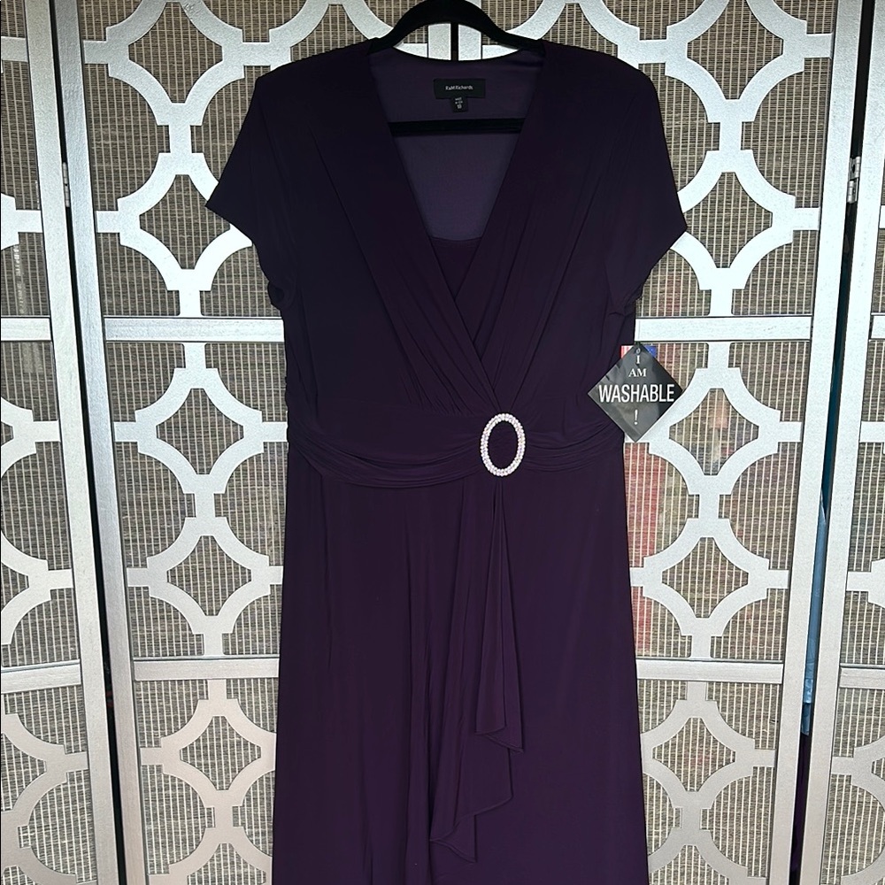 R&M Richards Purple Embellished Ruched Sheath Dress